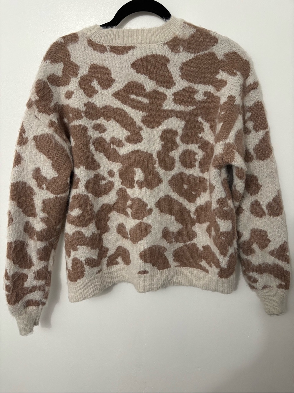 Ana Cozy Animal Print Crewneck Sweater - Oatmeal color & Brown